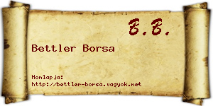 Bettler Borsa névjegykártya